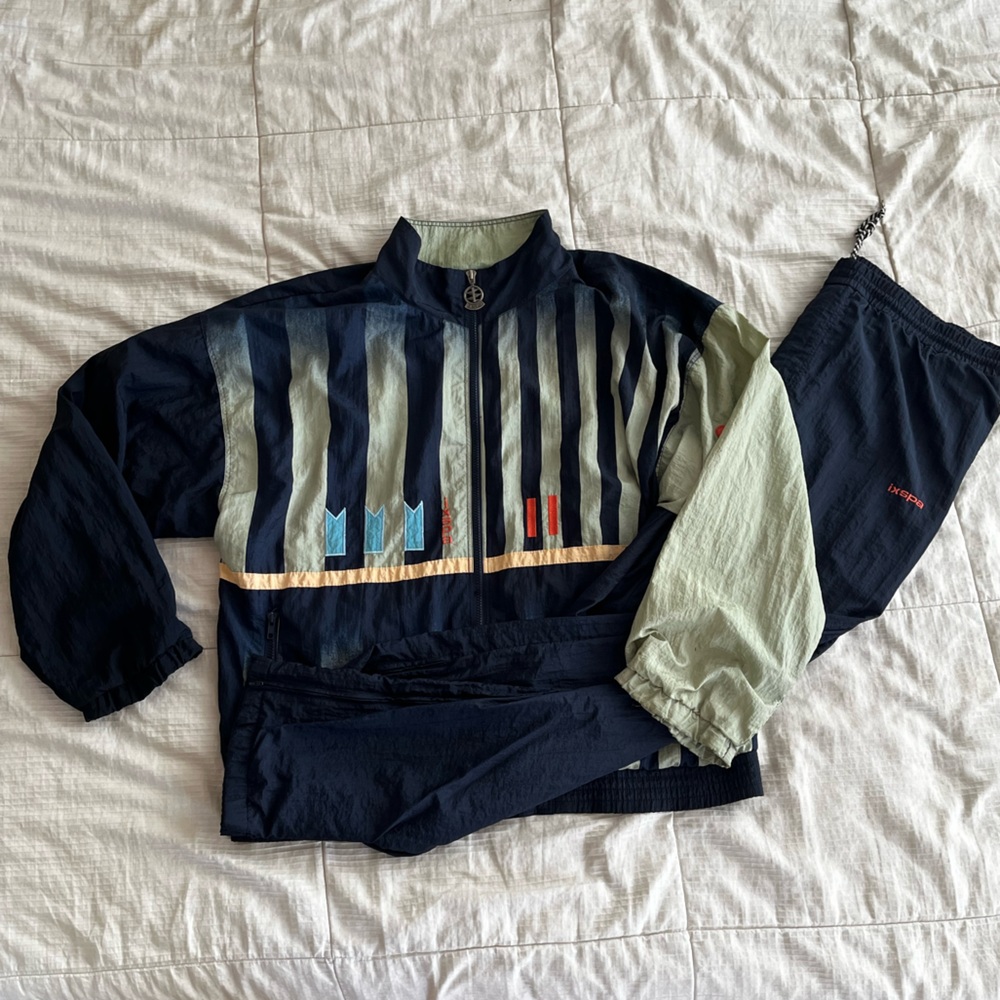 IXSPA by Jamie Sadock 2 Piece Vintage Windbreaker Track Suit Jacket and Pants
